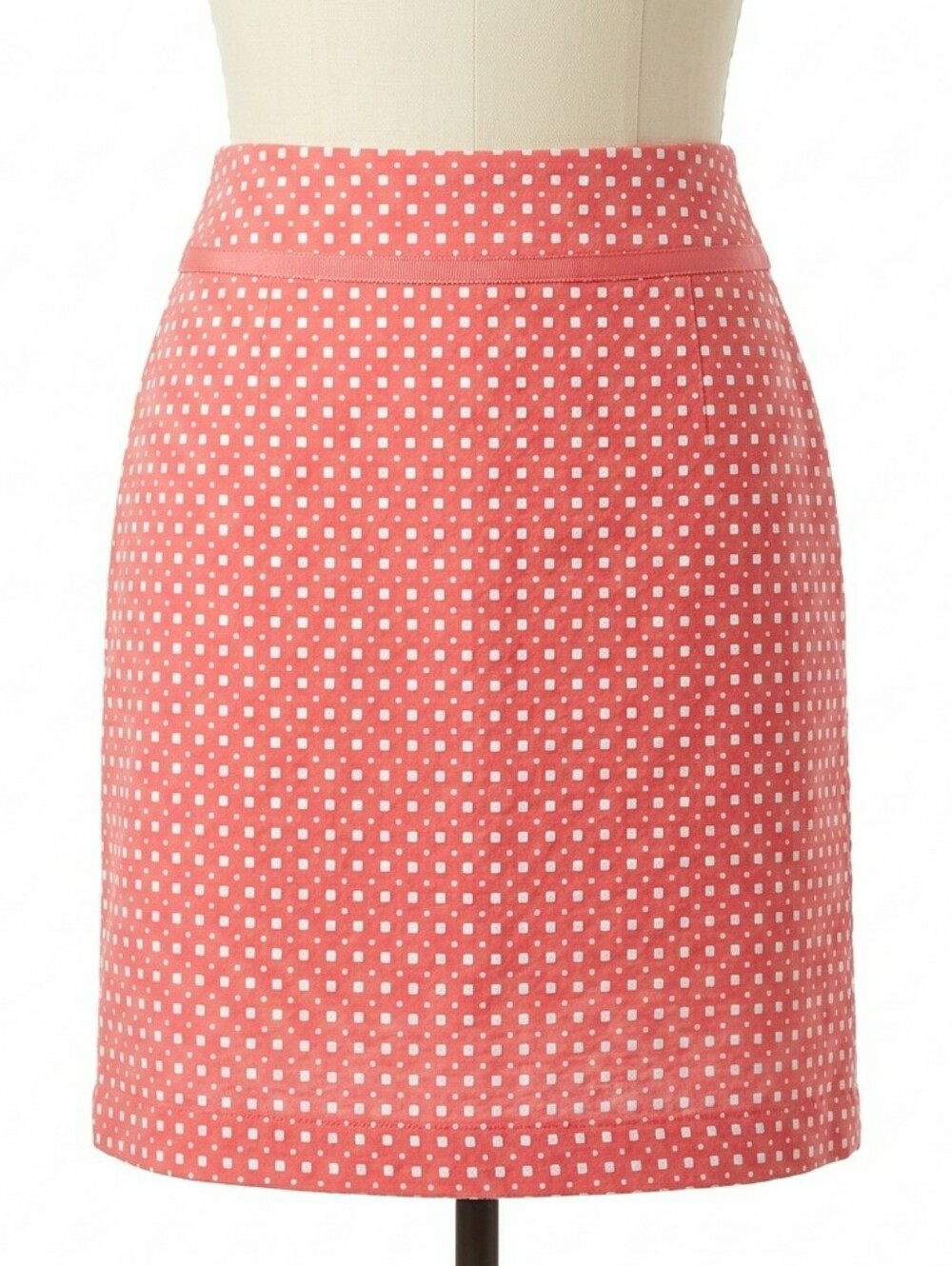 MAX STUDIO Coral Melon Textured Cotton Square Polka Dot Skirt Tailored Size 10